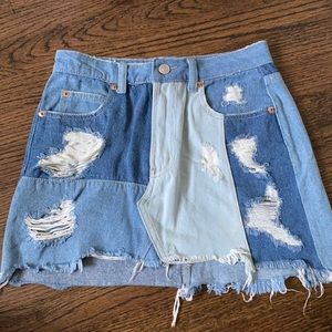 Size small patchwork denim skirt
